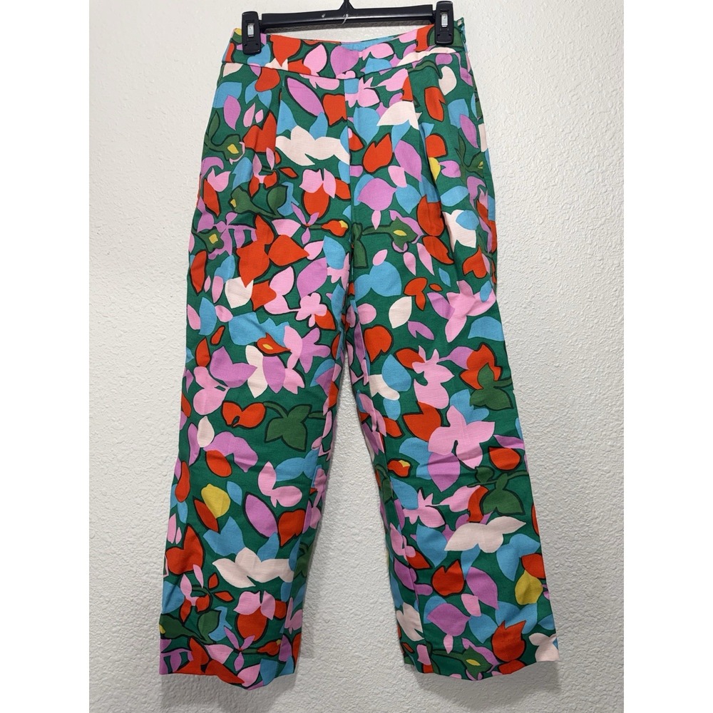 J Crew Linen Pants Size 00 XS Womens Boho Colorful Cropped New Designer